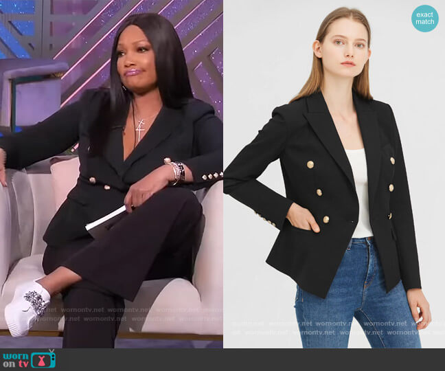 Lily Silk Classic Double Breasted Slim Blazer worn by Garcelle Beauvais on The Real