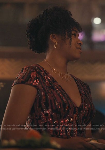 Lisa’s pink sequin v-neck dress on Bel-Air