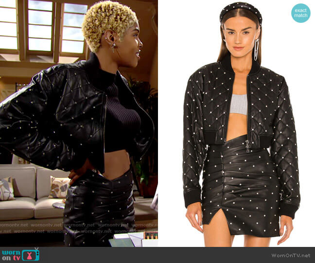 Lovers and Friends Valletta Quilted Leather Jacket worn by Paris Buckingham (Diamond White) on The Bold and the Beautiful