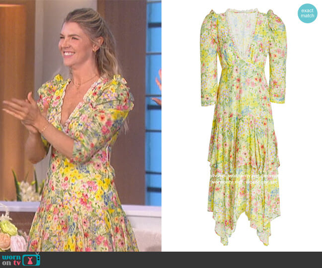 LoveShackFancy Floral print v-neck dress worn by Amanda Kloots on The Talk
