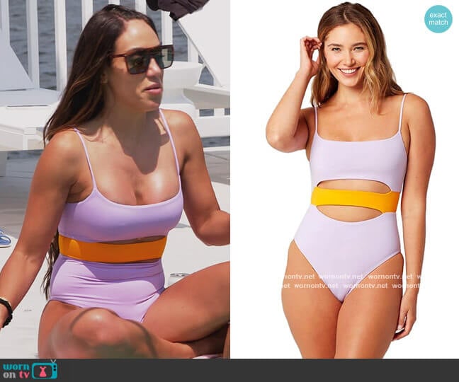L*Space Color Block Maxwell Cutout One Piece Swimsuit worn by Melissa Gorga on The Real Housewives of New Jersey
