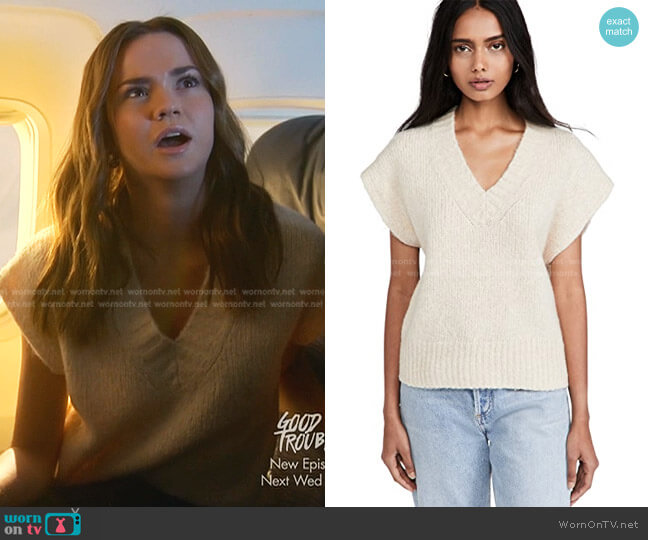 Madewell Balsam V Neck Vest worn by Callie Foster (Maia Mitchell) on Good Trouble