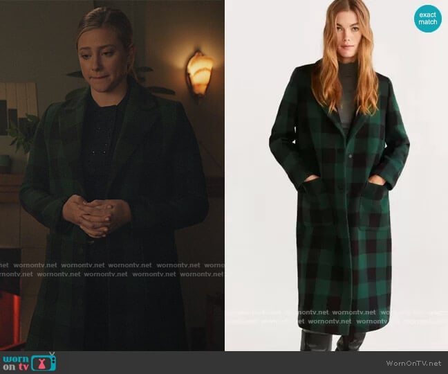 Mango Checked Structured Coat worn by Betty Cooper (Lili Reinhart) on Riverdale