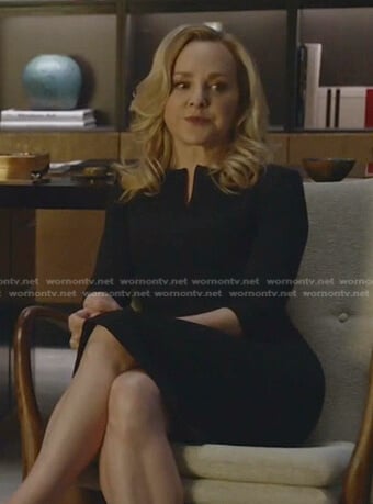 Marissa’s black split-neck dress on Bull
