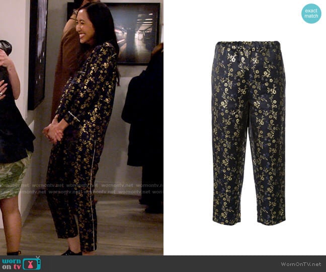 Marni Floral Jacquard Pants worn by Ellen (Tien Tran) on How I Met Your Father
