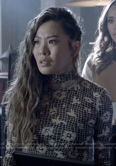 Mary’s floral and check turtleneck top on Batwoman
