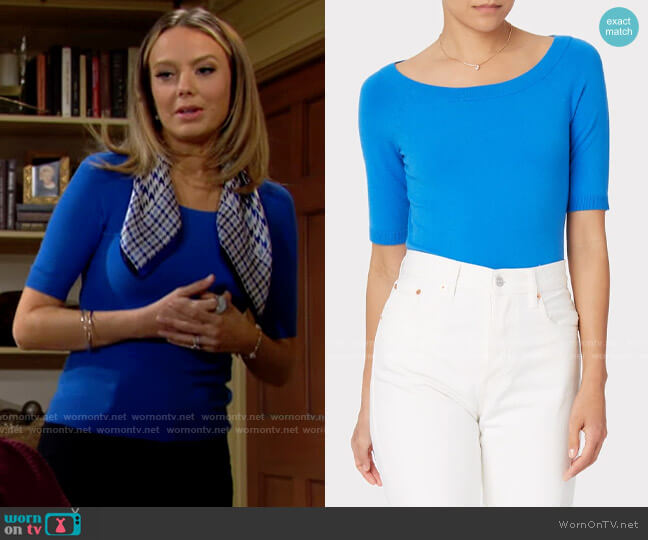 Milly Boat Neck Top in Beach Blue worn by Abby Newman (Melissa Ordway) on The Young and the Restless