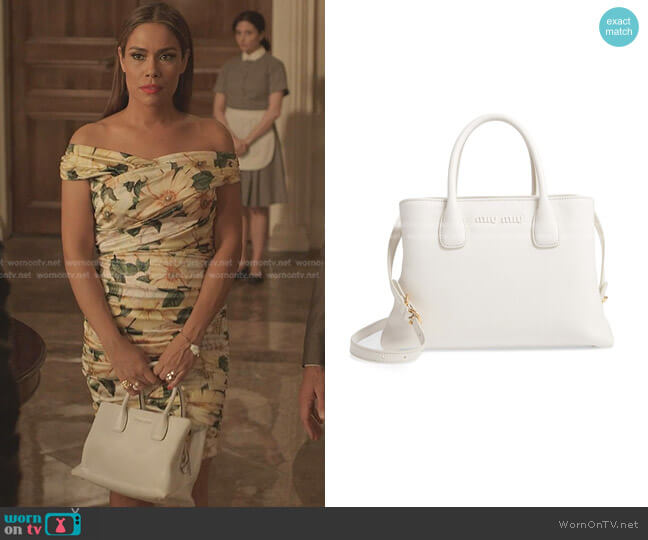 Miu Miu Goatskin Leather Top Handle Tote worn by Rita (Daniella Alonso) on Dynasty