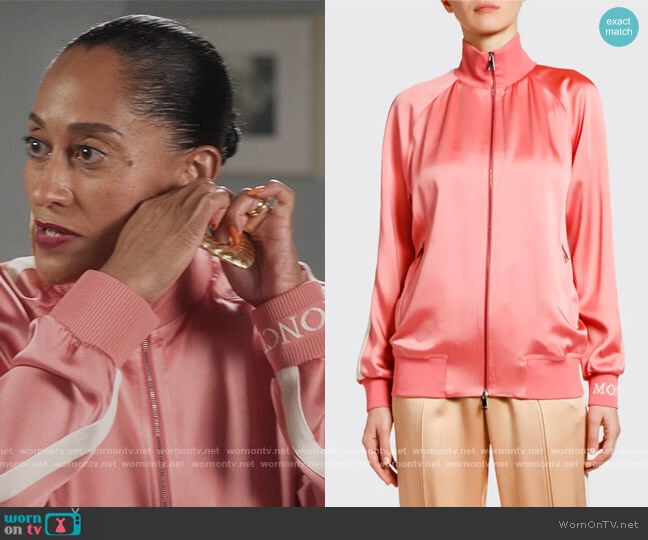 Moncler Camicia Logo-Sleeve Track Jacket worn by Rainbow Johnson (Tracee Ellis Ross) on Black-ish