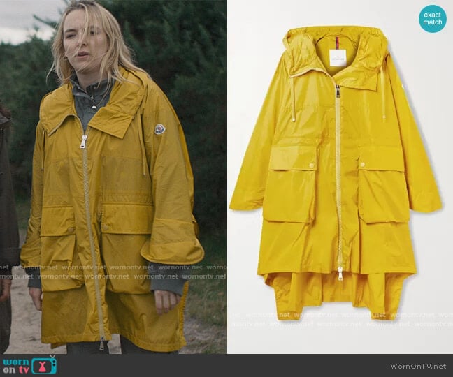 Moncler Printseps hooded shell jacket worn by Villanelle (Jodie Comer) on Killing Eve