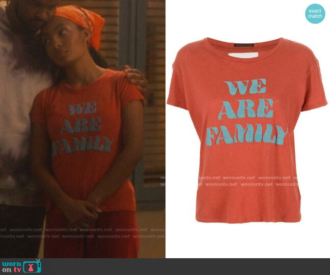 Mother We Are Family T-shirt worn by Zoey Johnson (Yara Shahidi) on Grown-ish