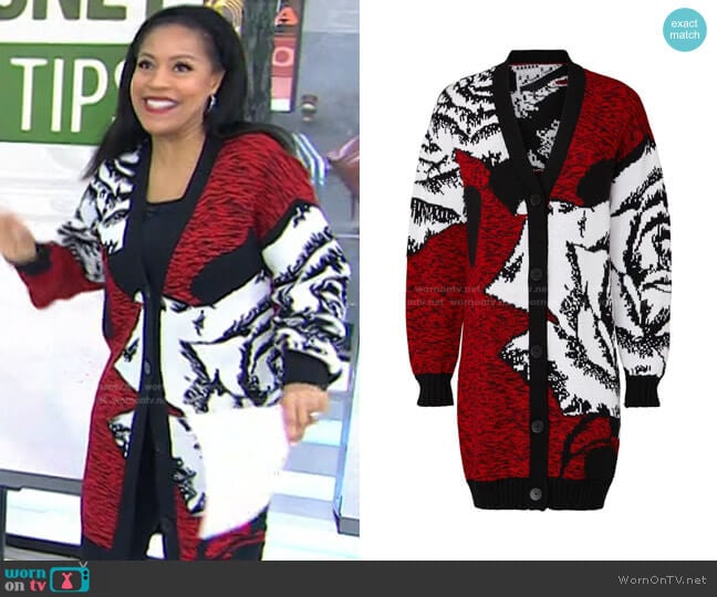 MSGM Maglia Rose Cardigan worn by Sheinelle Jones on Today