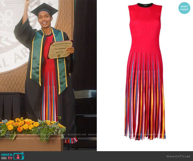MSGM Pleated Dress worn by Zoey Johnson (Yara Shahidi) on Grown-ish