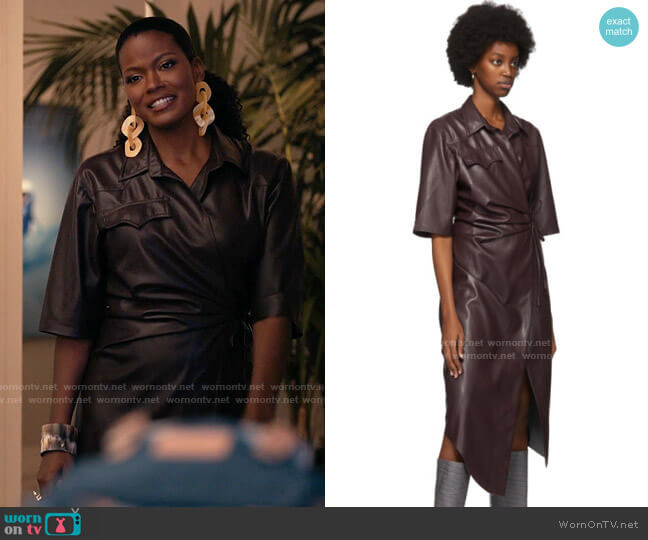 Nanushka Lais Vegan Leather Dress worn by Vivian Banks (Cassandra Freeman) on Bel-Air