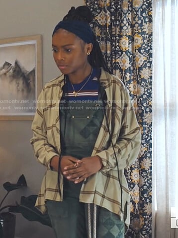 Naomi’s beige plaid oversized shirt on Naomi