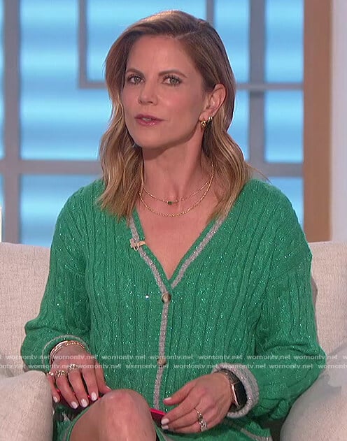 Natalie’s gree metallic sweater dress on The Talk