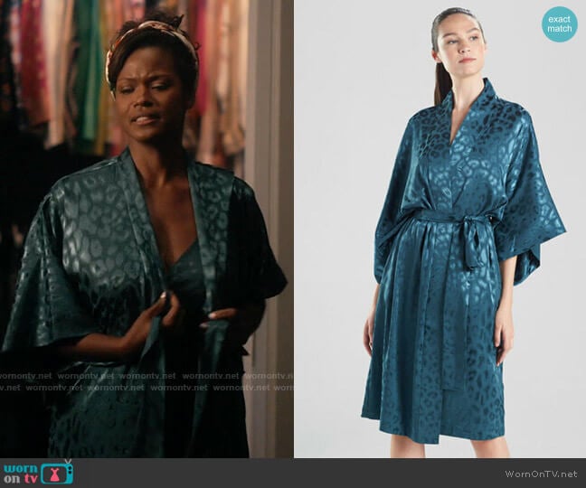 Natori Decadence Robe in Ocean Teal worn by Vivian Banks (Cassandra Freeman) on Bel-Air