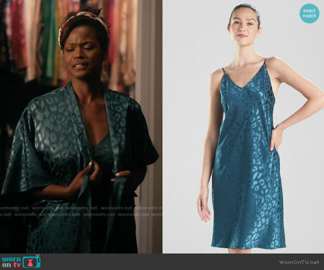 Natori Decadence Chemise in Ocean Teal worn by Vivian Banks (Cassandra Freeman) on Bel-Air