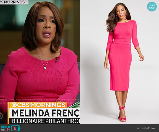 Gabrielle Union Collection Stitched Sweater Dress worn by Gayle King on CBS Mornings