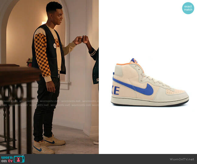 Nike Terminator Hi Sneakers in Camel Sport Royal Cream worn by Will Smith (Jabari Banks) on Bel-Air