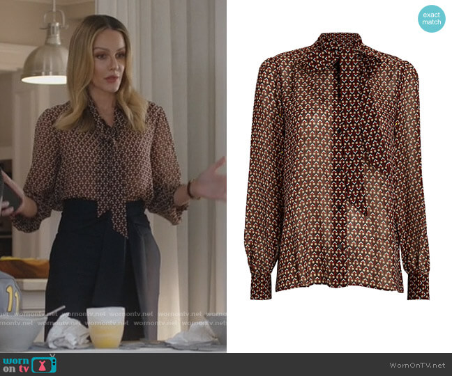 Nili Lotan Geometric Silk Shirt worn by Laura Baker (Monet Mazur) on All American