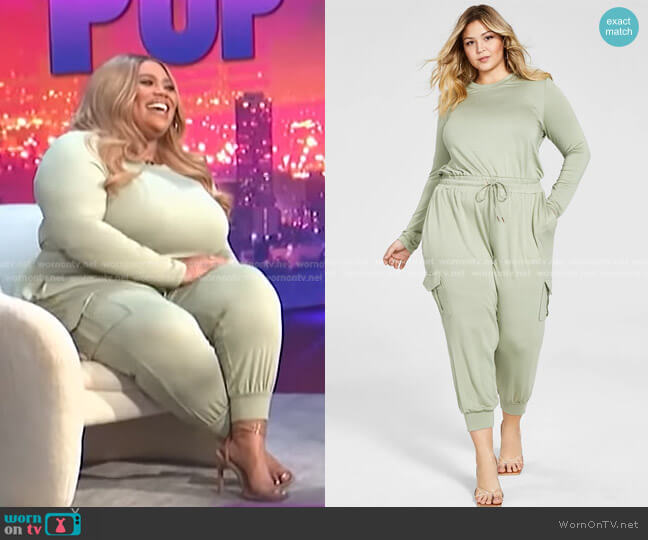 Nina Parker Trendy Plus Size French Terry Jumpsuit worn by Nina Parker on E! News