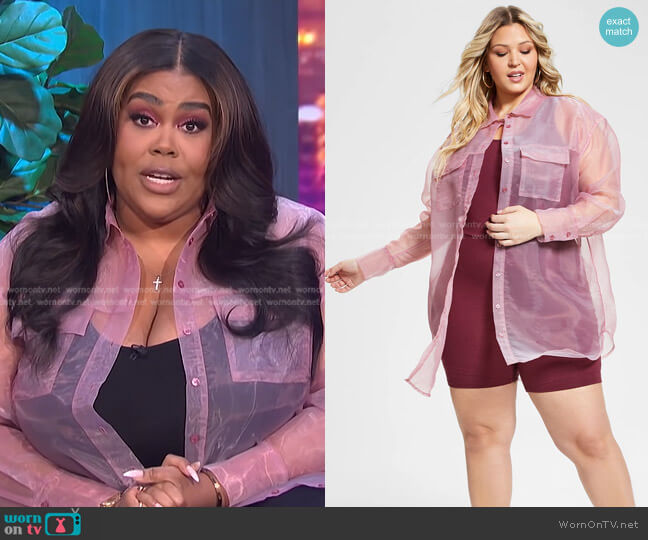 Nina Parker Trendy Plus Size Organza Oversized Shirt worn by Nina Parker on E! News