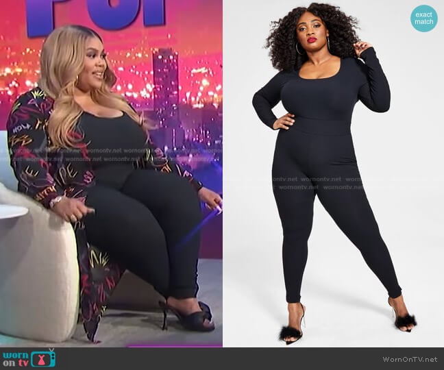 Nina Parker Trendy Plus Size Ribbed Jumpsuit worn by Nina Parker on E! News