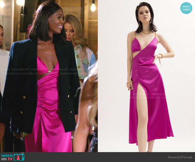 Nissa Chain Detail Satin Dress worn by Kiki Barth (Kiki Barth) on The Real Housewives of Miami