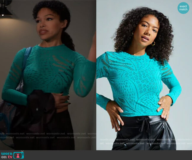 Noli Yoga Tone Long Sleeve Top worn by Portia Robinson (Brook Kerr) on General Hospital