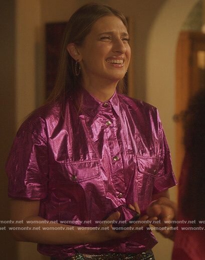 Nomi’s pink metallic shirt on Grown-ish