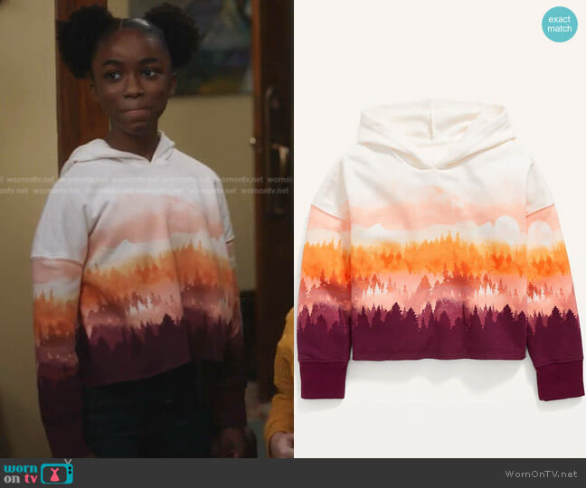 Old Navy Vintage Printed Raw-Hem Hoodie for Girls