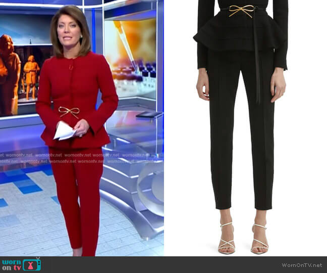 Oscar de la Renta Skinny Crop Stretch Pants worn by Norah O'Donnell on CBS Evening News
