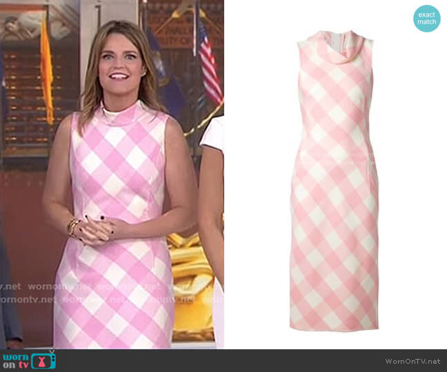 Oscar de la Renta Vichy check roll collar dress worn by Savannah Guthrie on Today