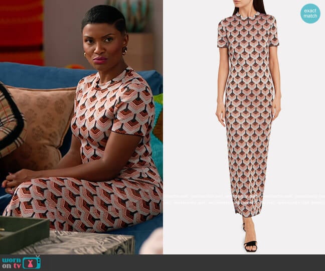 Paco Rabanne Geometric Sheath Dress worn by Rose King (Samantha Walkes) on The Kings of Napa