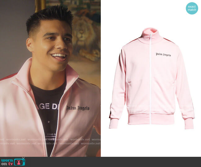 Palm Angels Classic Striped-Sleeve Track Jacket worn by Vivek Shah (Jordan Buhat) on Grown-ish