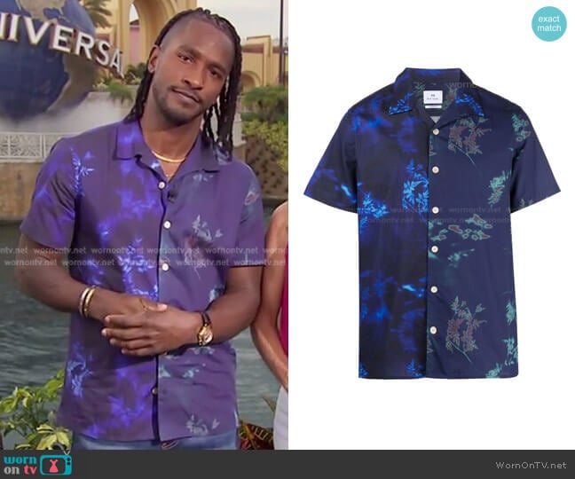 PS Paul Smith Floral Camp Collar Shirt worn by Scott Evans on Access Hollywood
