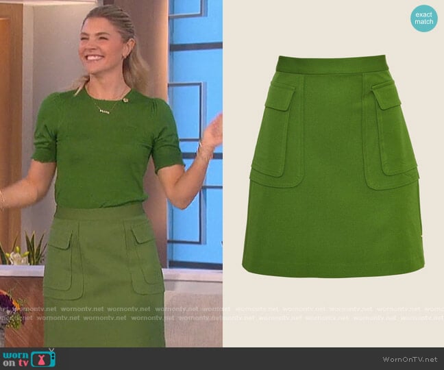 Lela Rose Stretch Cotton A-Line Pearl worn by Amanda Kloots on The Talk