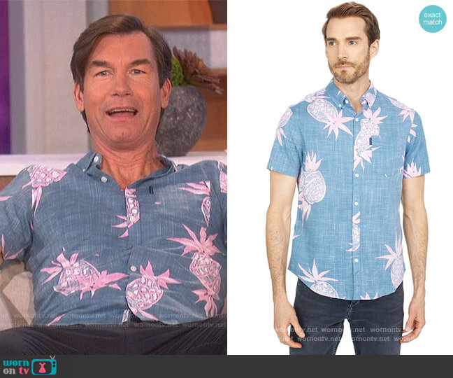Penguin Pineapple Print Short Sleeve Button-Down Shirt worn by Jerry O'Connell on The Talk