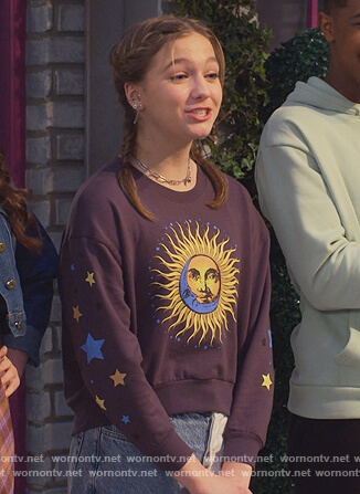 Presley’s sun and moon print sweatshirt on Side Hustle