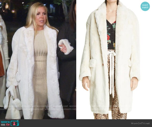 R13 Teddy Bear Faux Fur Coat worn by Dr. Jen Armstrong on The Real Housewives of Orange County