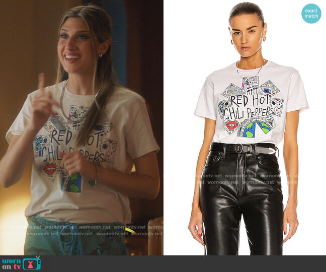 R13 Red Hot Chili Peppers Flea Doodle Boy Tee worn by Nomi Segal (Emily Arlook) on Grown-ish