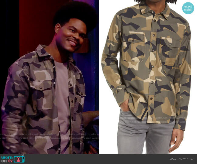 Rag & Bone Engineered Camouflage Long Sleeve Shirt worn by Carter (Julian Gant) on Call Me Kat