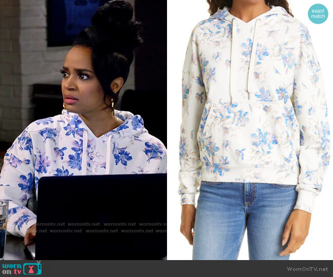 Rag & Bone City Floral Hoodie worn by Randi (Kyla Pratt) on Call Me Kat