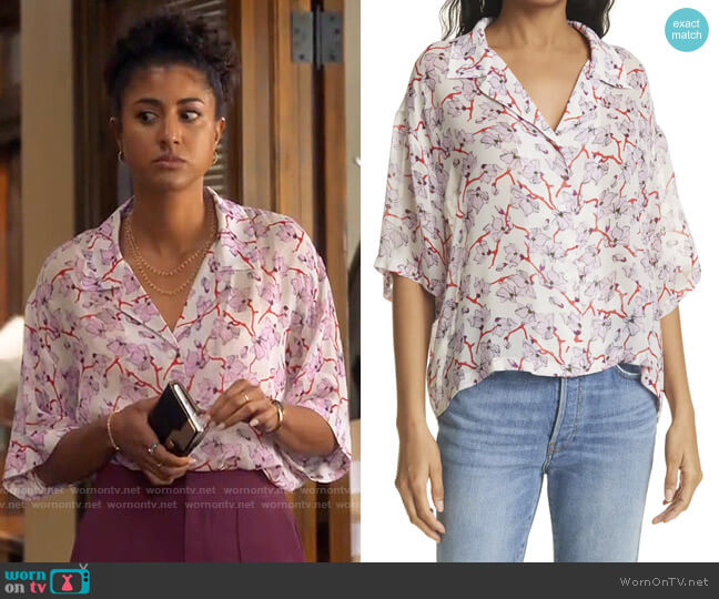 Rag & Bone Reed Floral Blouse worn by Mikaela Shaw (Vella Lovell) on Mr Mayor