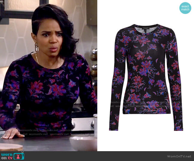 Rag & Bone Sabeen Top in Black Floral worn by Randi (Kyla Pratt) on Call Me Kat