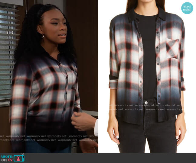 Rails Hunter Ombre Plaid Shirt worn by Trina (Sydney Mikayla) on General Hospital
