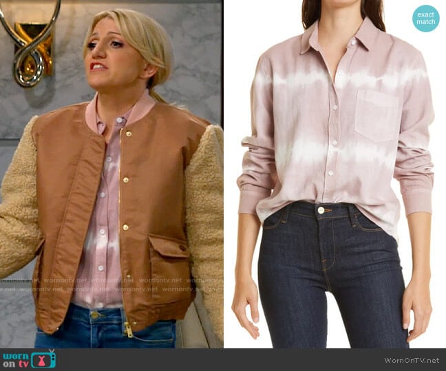 Rails Ingrid Shirt in Mauve White Waves worn by Gina Dabrowski (Annaleigh Ashford) on B Positive