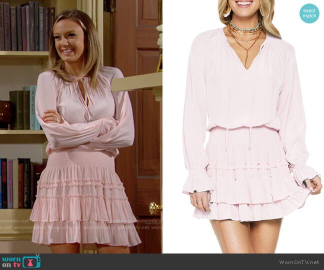 Ramy Brook Paisley Mini Dress in Powder Pink worn by Abby Newman (Melissa Ordway) on The Young and the Restless