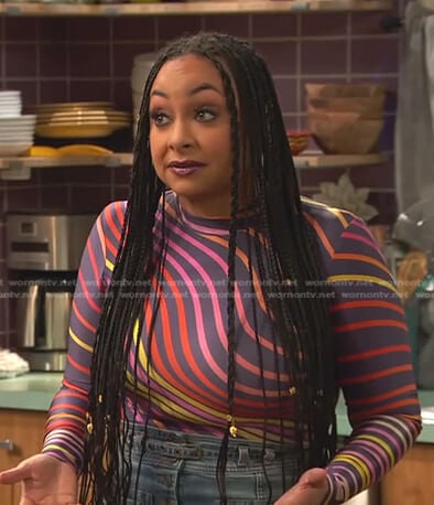 Raven’s multicolor swirl stripe top on Ravens Home